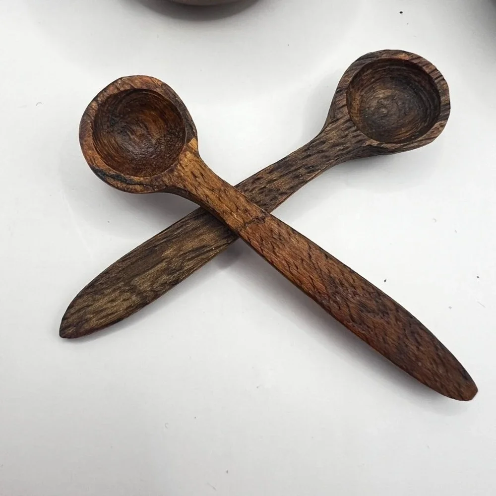 2 Pottery Barn Salt Server Cellar Squirrel Mini Wood Serving Spoon Cast Iron